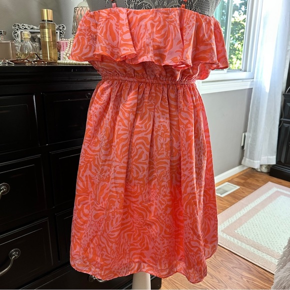 Lilly Pulitzer x Target Jungle Orange Strapless Ruffle Dress Size S NWT - Picture 9 of 15
